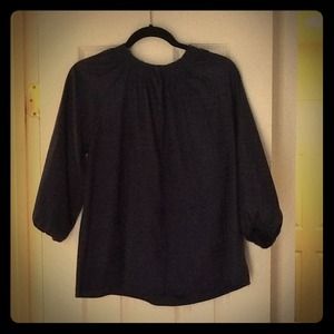 Hold for @rhiamei Navy Button Down Silk-Like Shirt