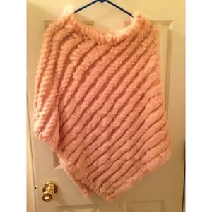 Pink faux fur poncho