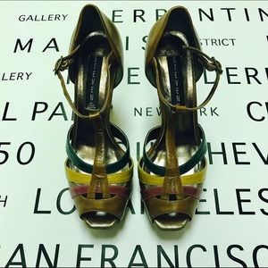 Leather T Strap Platform Pumps