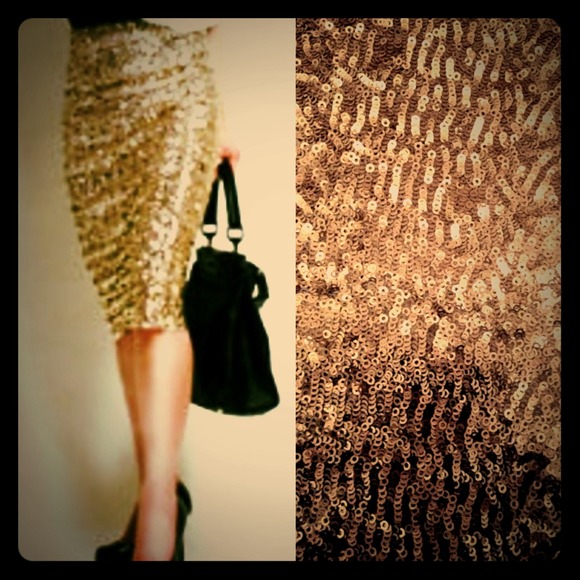 Gold Sequence Pencil Skirt✨