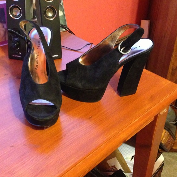 Chinese laundry black peep toe sling back