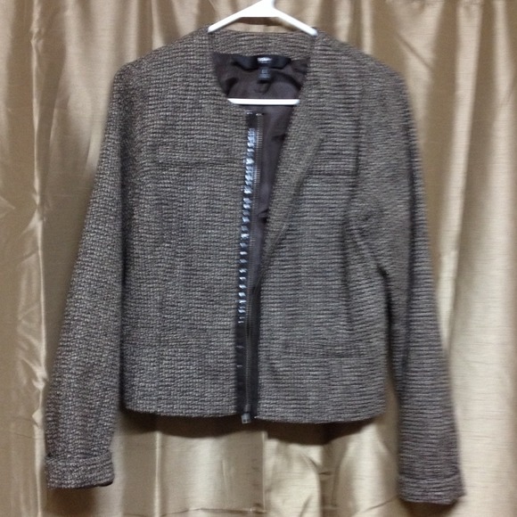 Brown and faux leather jacket