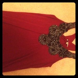 Red cross backed tank w/ embellished jewels