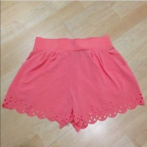 Charlotte Russe Coral Scalloped Shorts