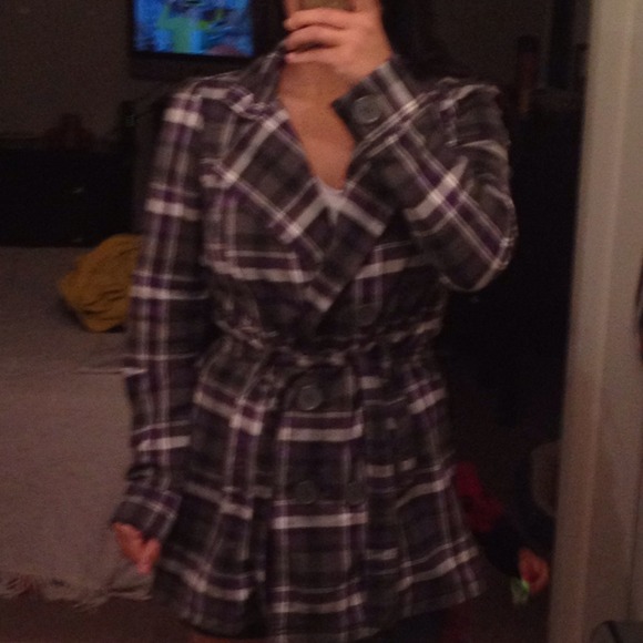 Plaid purple gray and white coat - Picture 2 of 2