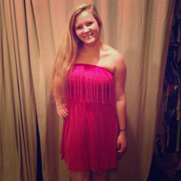Fuchsia Fringe Dress - Picture 1 of 1