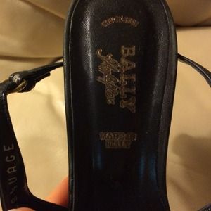 Bally black kitten heel sling backs