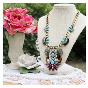 ❌SOLD❌ Tortoise and Turquoise Statement Necklace