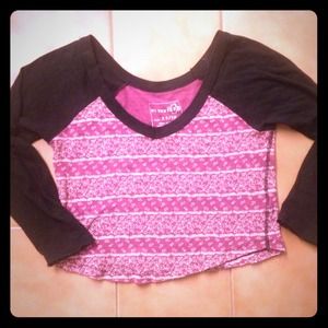 FREE PEOPLE black and pink floral crop top 💗