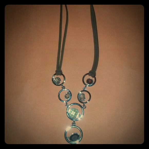 Lia Sopia Leather Necklace with warm tone stones - Picture 1 of 1