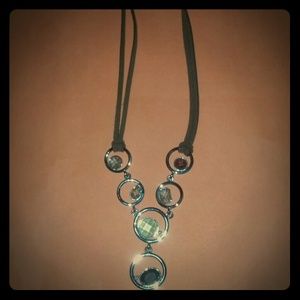 Lia Sopia Leather Necklace with warm tone stones