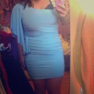 Light blue one sleeve dress from Debs