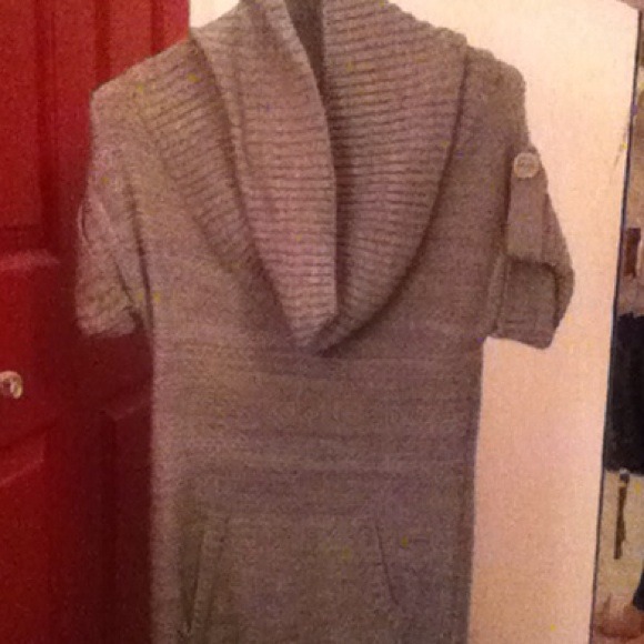 short sleeve, cowl neck sweater