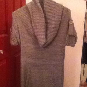 short sleeve, cowl neck sweater