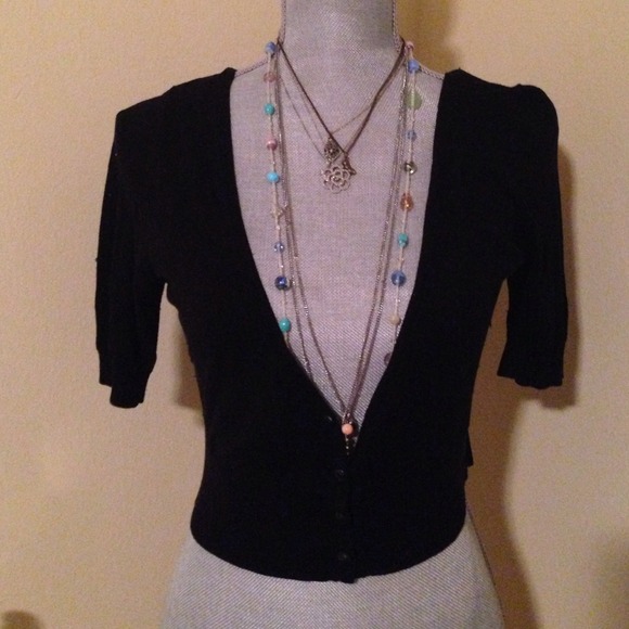 WHBM Cropped Silk Cardi