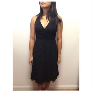 Black halter cocktail dress