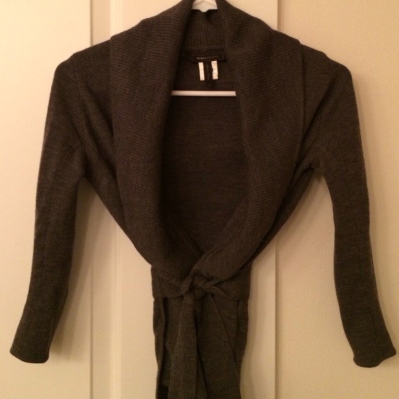 SOLD on eBay! BCBG Tie-Front Grey Sweater
