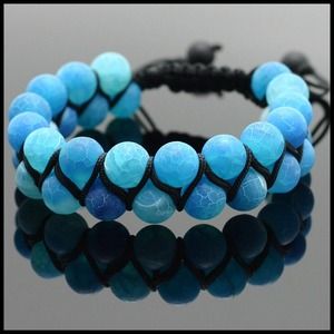 Blue Fire Agate Double Layer Shamballa Bracelet