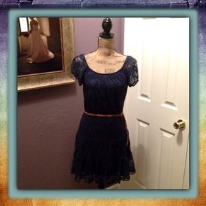 Navy Blue Lace Dress