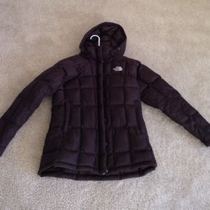 The North Face brown down parka