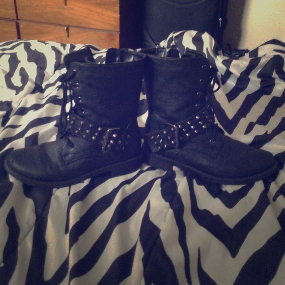Black combat boots