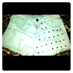 Studded High waisted shorts.