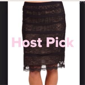 BCBG black and nude lace pencil skirt