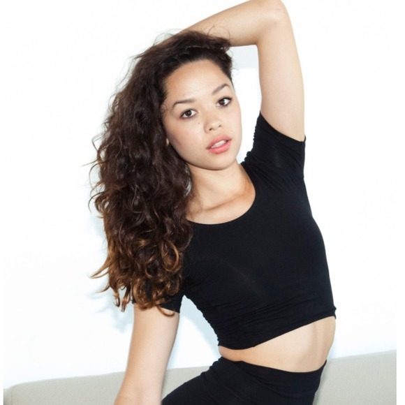 American Apparel Black Cotton Spandex Crop Top