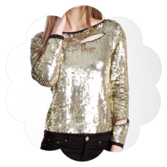 Gryphon Tops - Gryphon Gold Ripped Sequin Top 💕