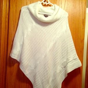 Cream cable nit poncho