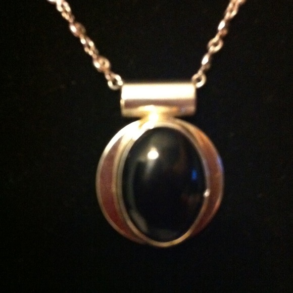 #SOLD#SS necklace with onyx pendant - Picture 2 of 4