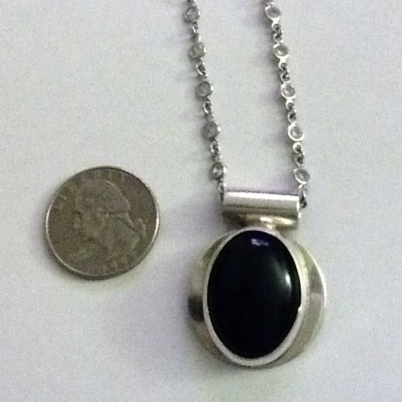 #SOLD#SS necklace with onyx pendant - Picture 3 of 4