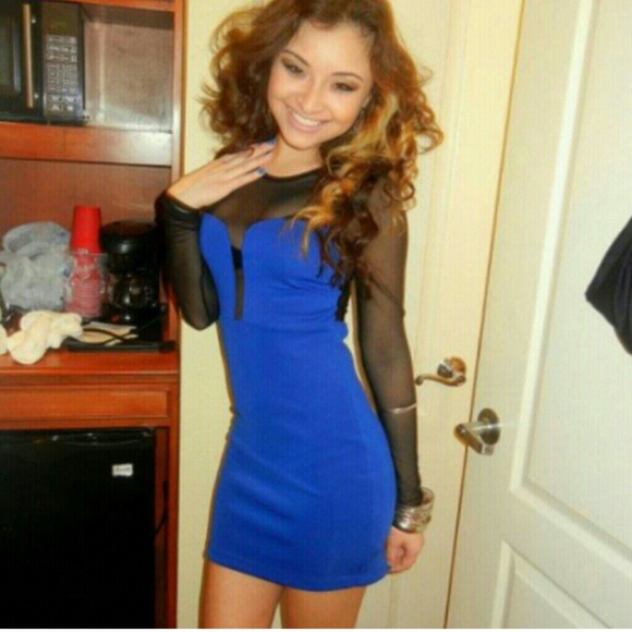 Forever 21 blue mesh dress