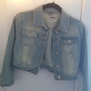 TOPSHOP MOTO CROPPED DENIM JACKET
