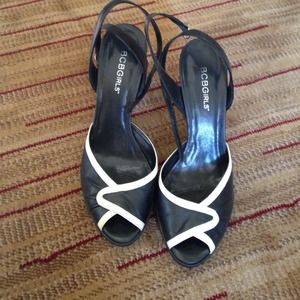 Black and white BCBGirls heels