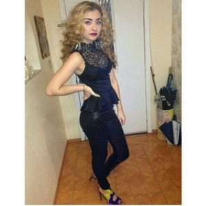 Charlotte Russe lace peplum shirt