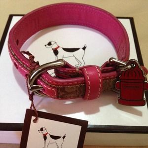 NEW XS Coach  Signature Jacquard Pink Dog Collar