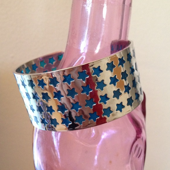 Silver cuff with translucent blue stars