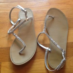 Silver sparkling sandals