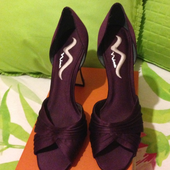 SOLD Mina deep purple satin occasion shoes SOLD