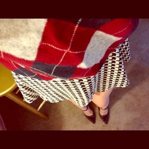 F21 Navy Herringbone Skater Skirt