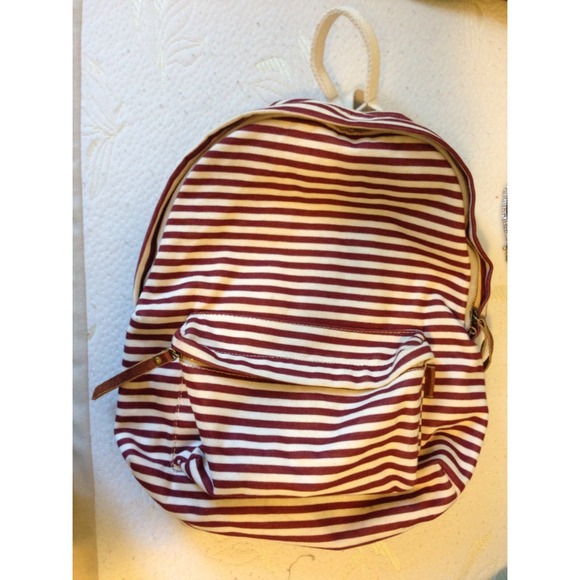 BrandyMelville Burgundy and WhiteStriped backpack