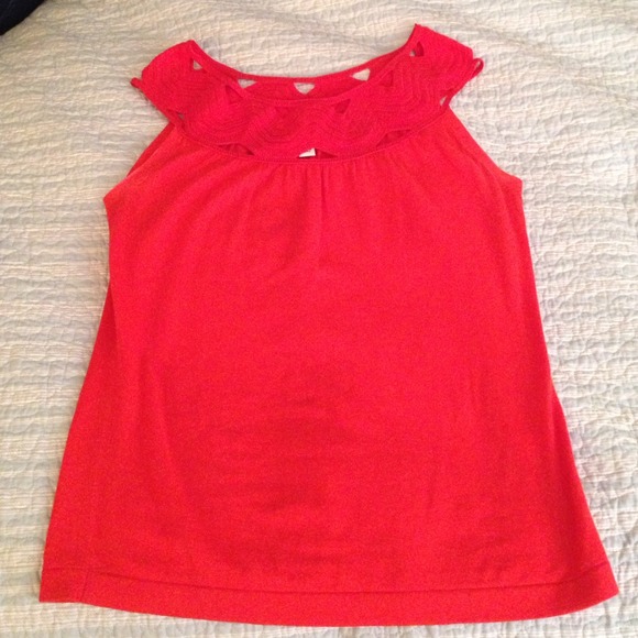 Orange/red crochet top Banana Republic tank - Picture 2 of 2