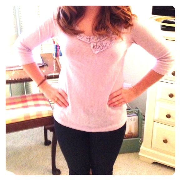 Light purple cotton J. Crew 3/4 sleeve top - Picture 1 of 2