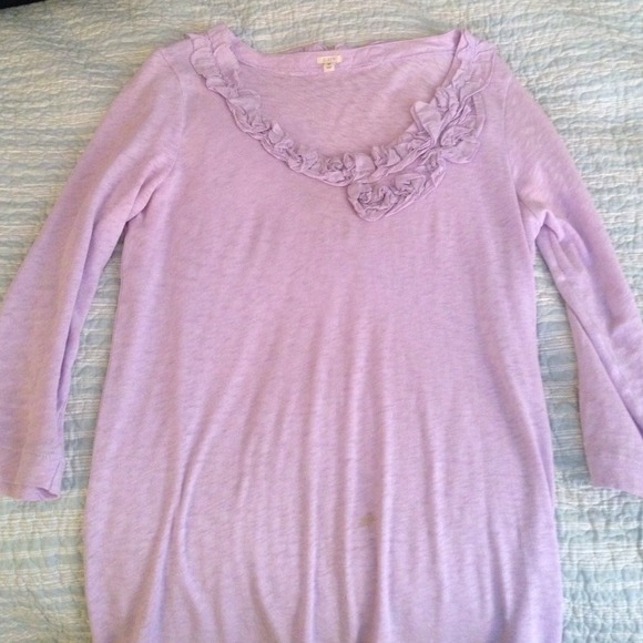 Light purple cotton J. Crew 3/4 sleeve top - Picture 2 of 2