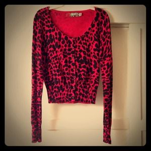 ❤️Red & Black Spotted Cropped Cardigan