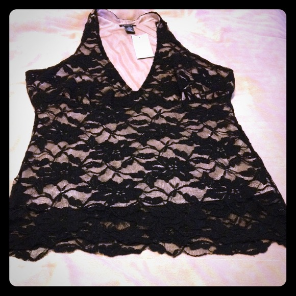 Black Lacey Halter top