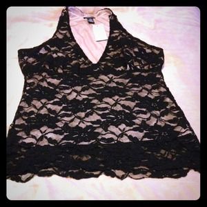 Black Lacey Halter top