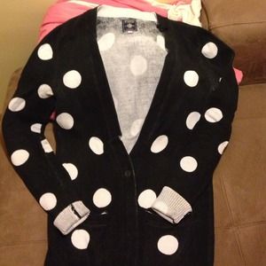 PINK black & white polka dot cardigan
