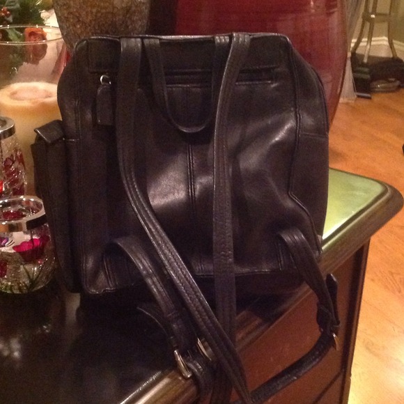Black leather back pack handbag